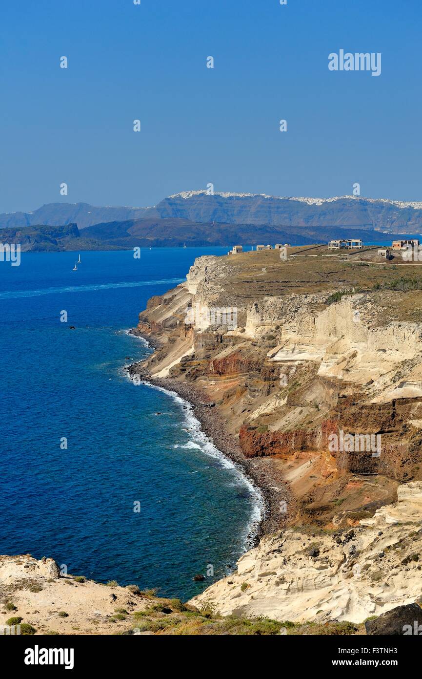 La côte volcanique de Santorin Grèce Banque D'Images
