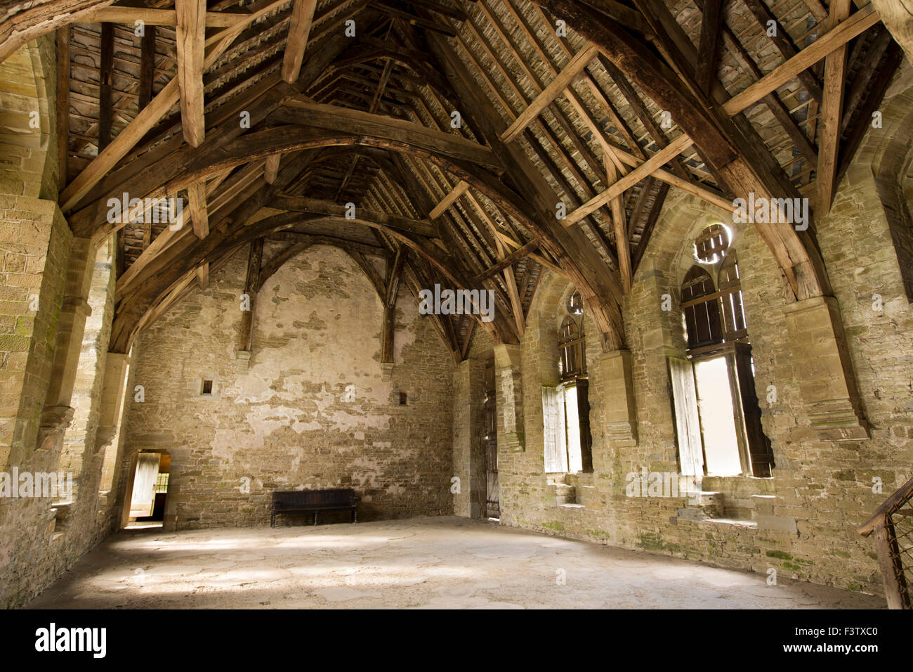 Royaume-uni, Angleterre, Shropshire, Craven Arms, Château Stokesay, grande salle Banque D'Images