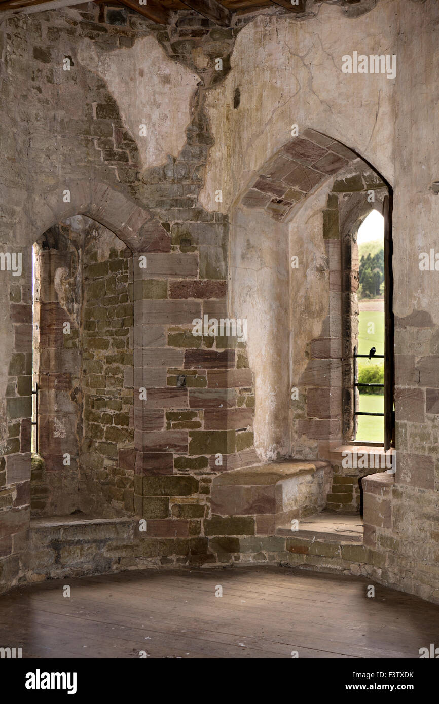 Royaume-uni, Angleterre, Shropshire, Craven Arms, Stokesay Castle, Tour Sud windows Banque D'Images