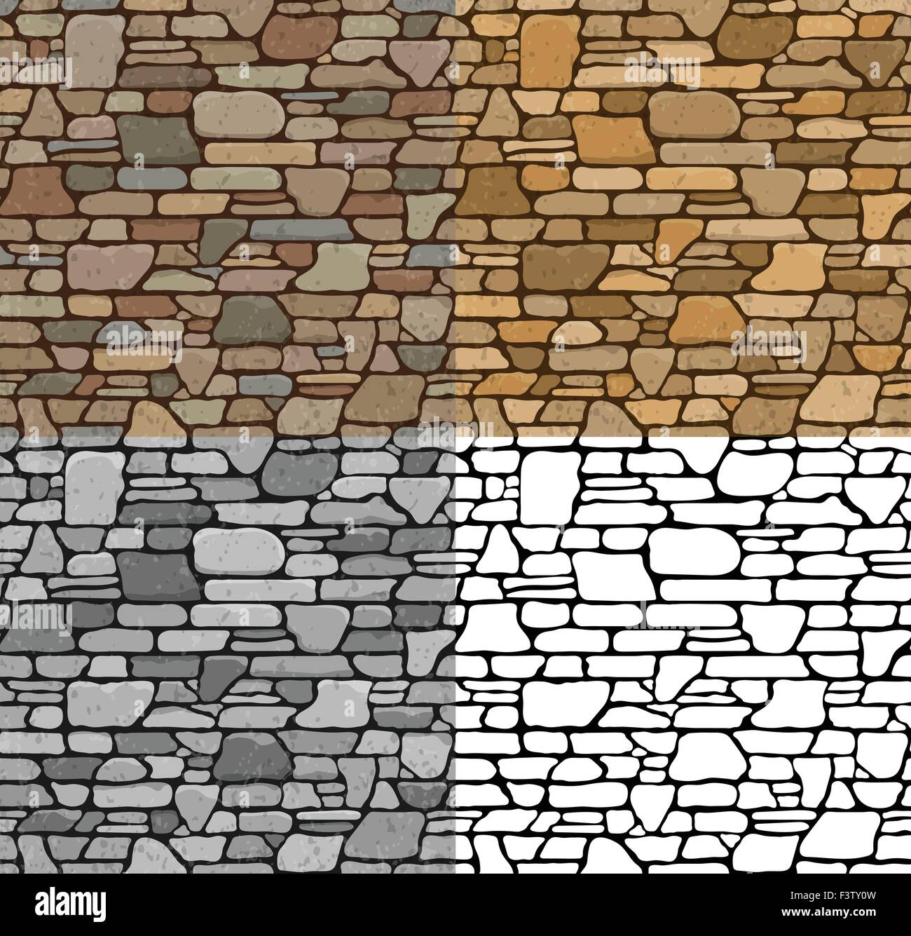 Set 4 Grunge transparente texture mur de briques en pierre avec diverses variantes de couleur. Vector Illustration. Illustration de Vecteur