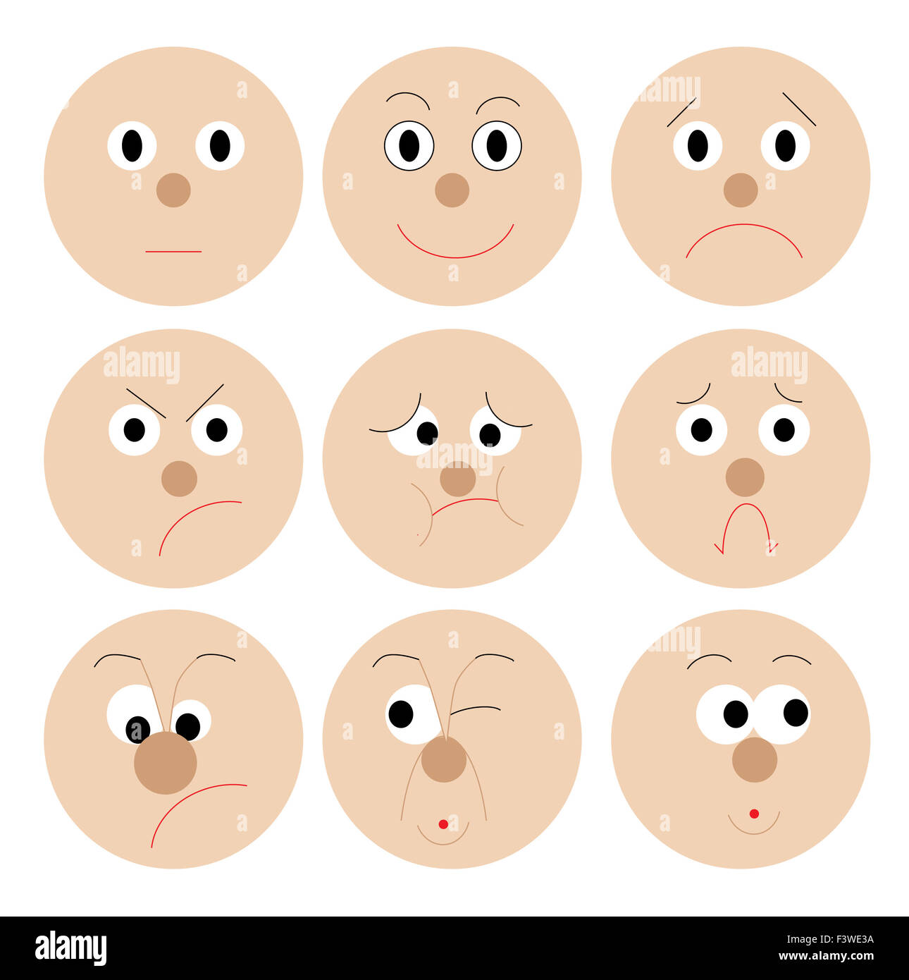 Set of funny smileys mug Banque D'Images