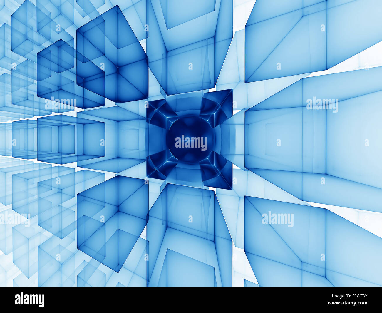 Perspective cubique bleu Banque D'Images