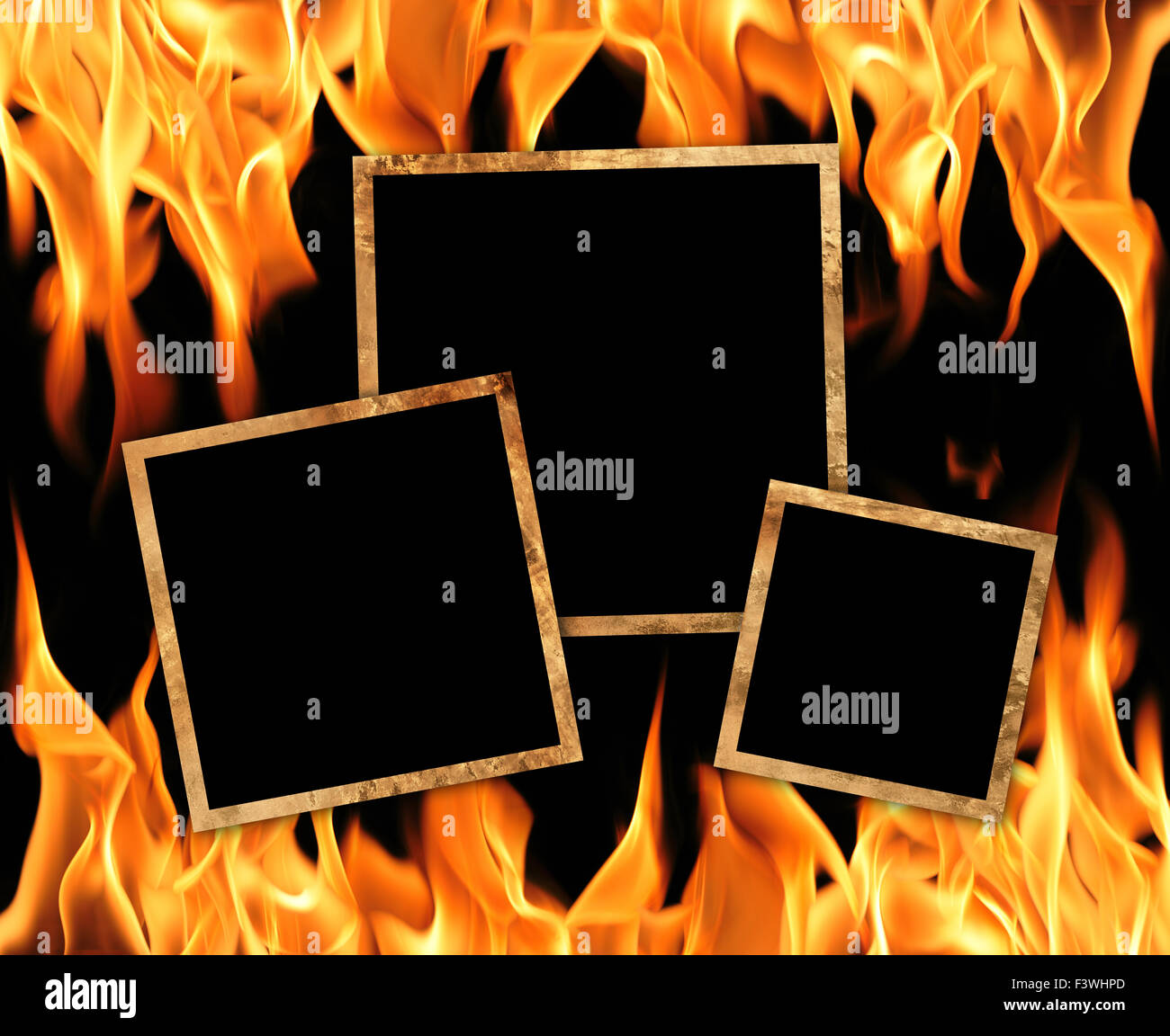 Vieilles montures de feu flammes background Banque D'Images