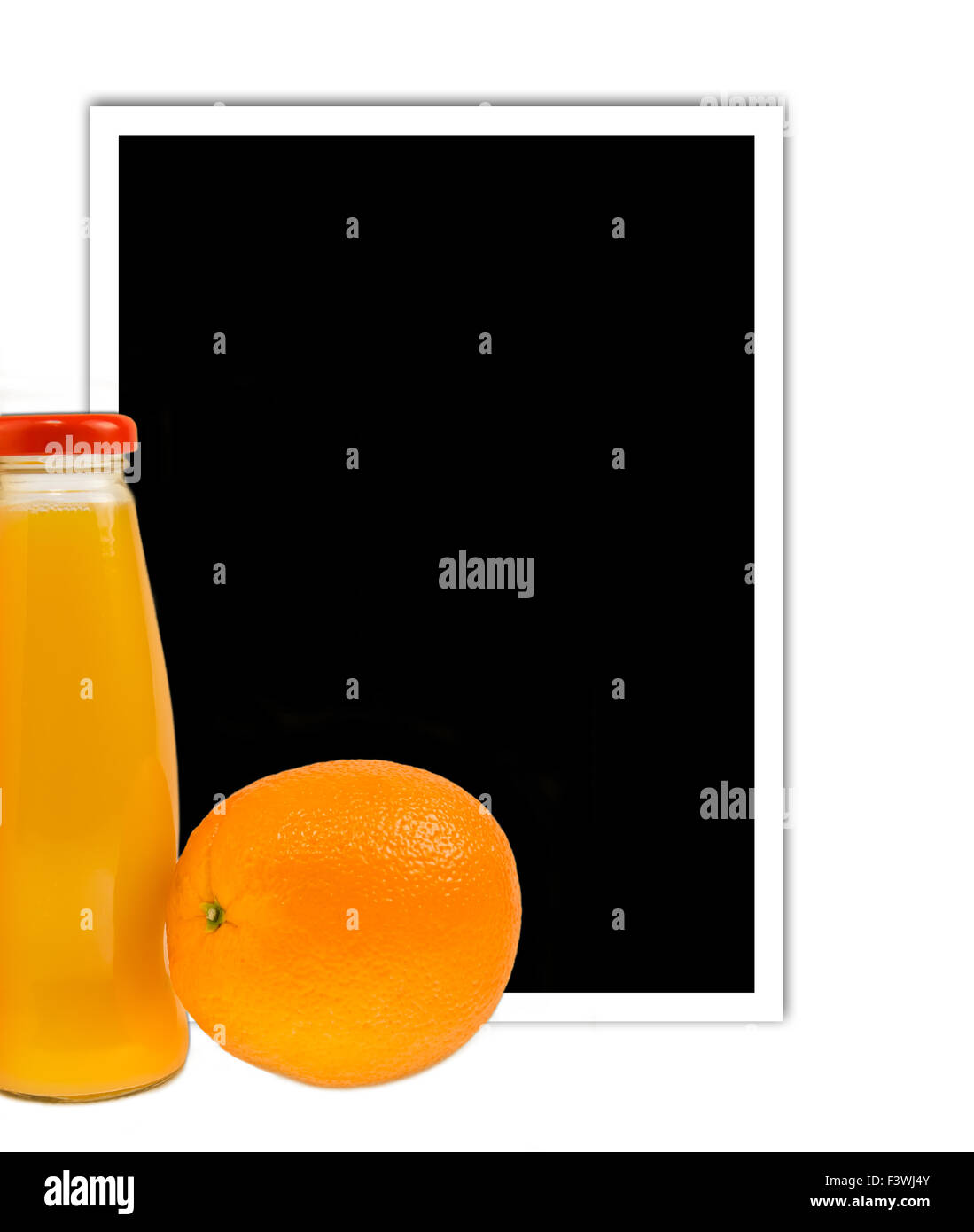 Le jus d'orange avec cadre vide Banque D'Images