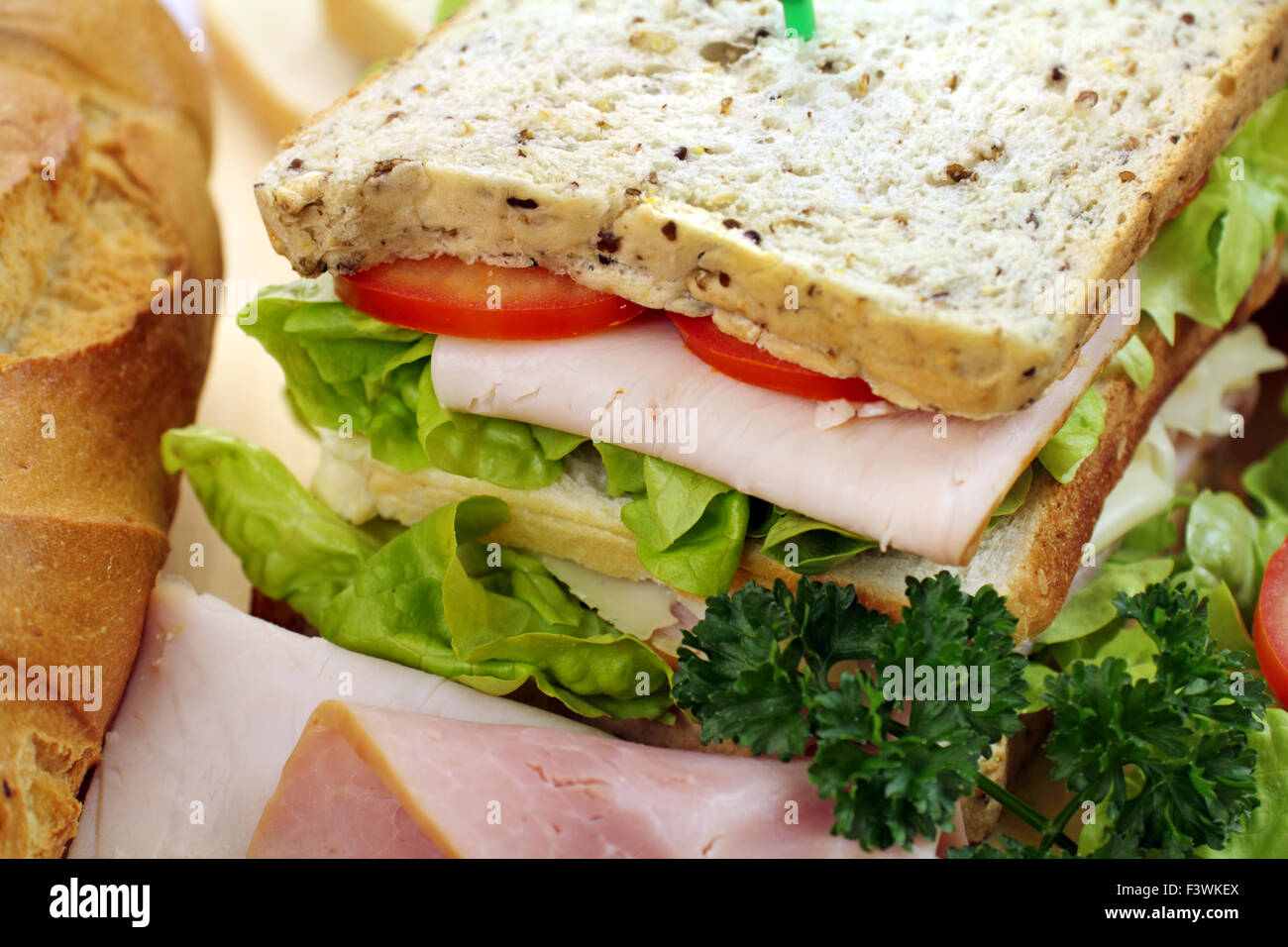 Sandwich à la salade de jambon et Banque D'Images