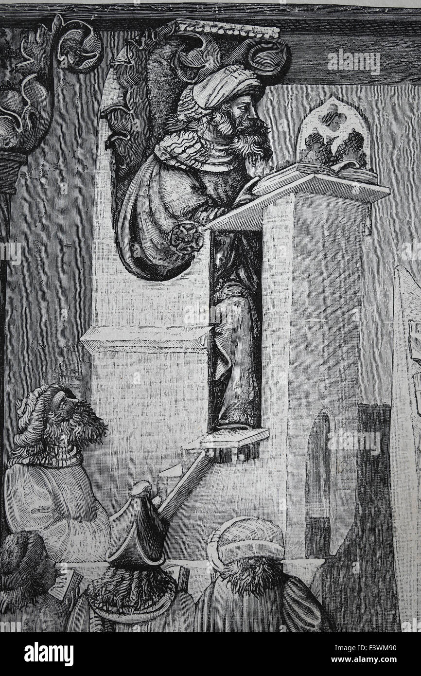 L'université médiévale. Gravure, 19ème siècle. Banque D'Images