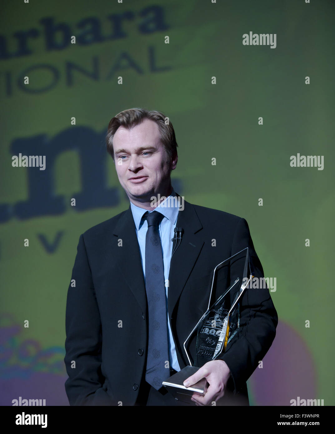 Réalisateur Christopher Nolan avec son prix Banque D'Images