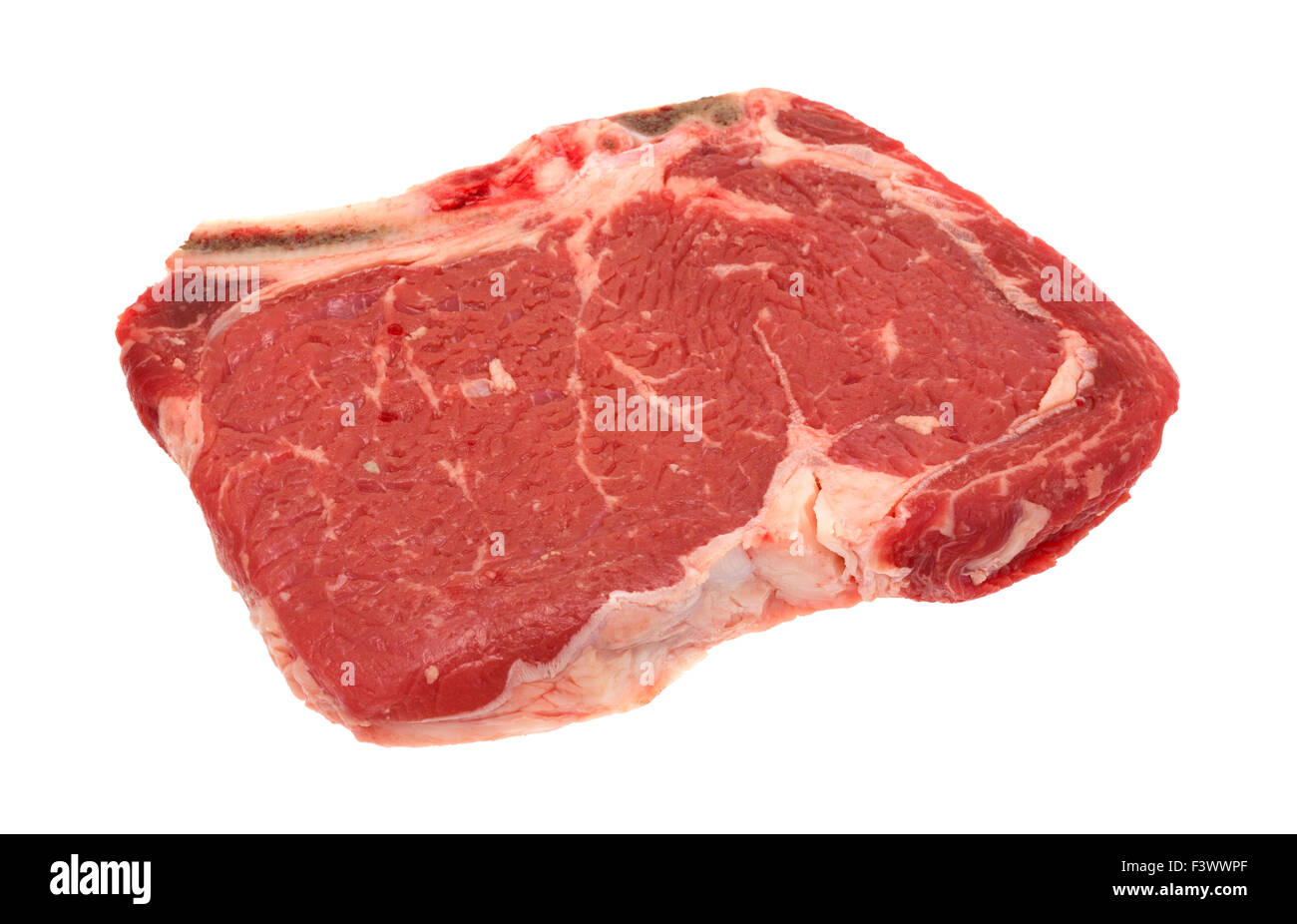 Un grand os dans le faux-steak isolé sur un fond blanc. Banque D'Images