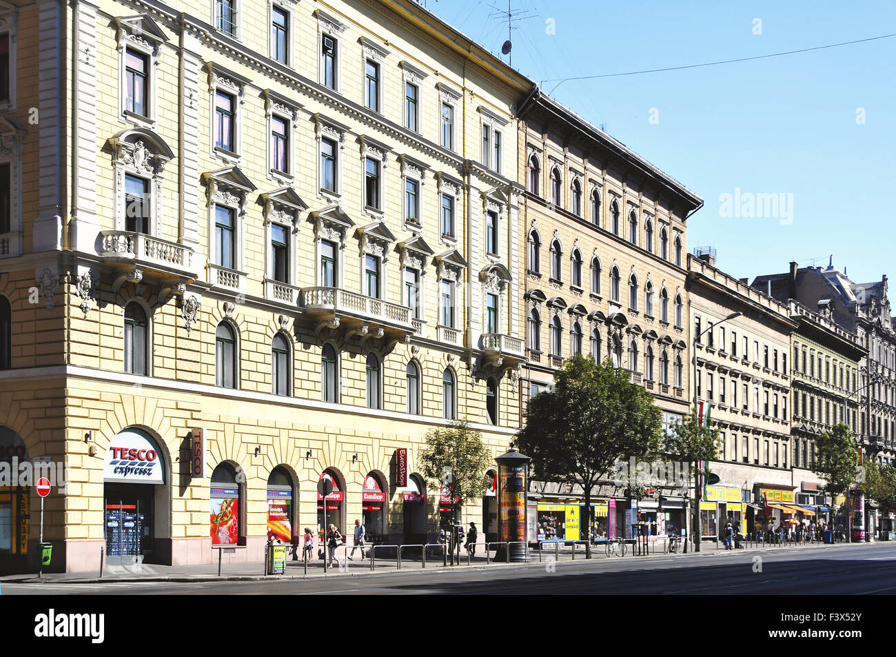 La rue Rákóczi à Budapest, Hongrie, Europe Banque D'Images