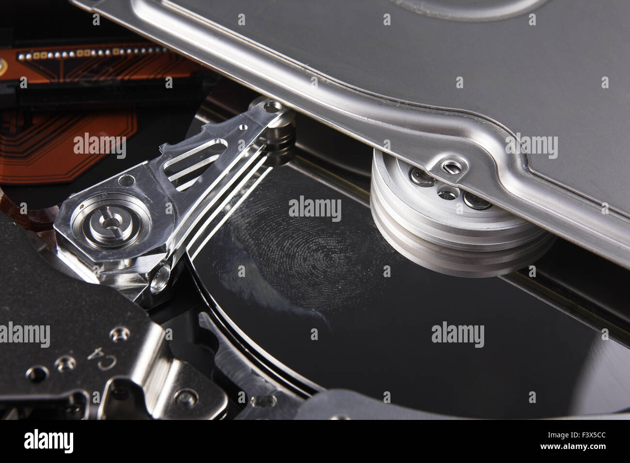 Close-up d'un disque ouvert avec fingerprint Banque D'Images