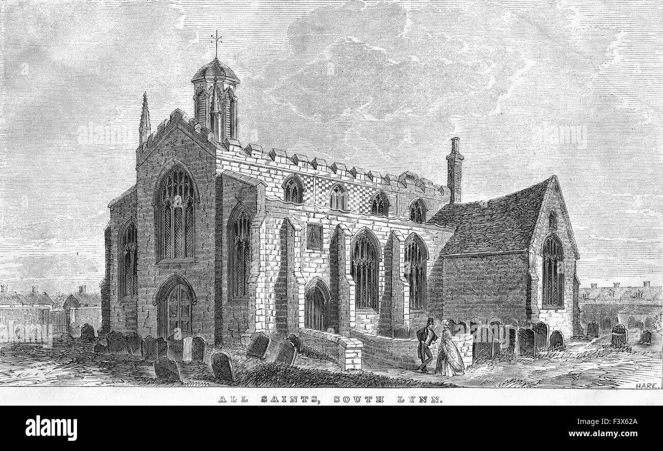 Illustration de l'Église 1855 Lynn Sud Banque D'Images
