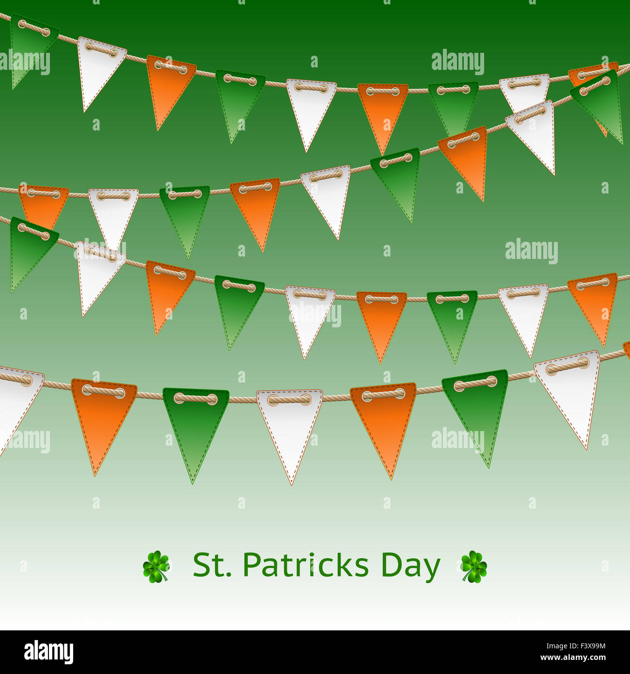 Patrick day card with flag garland Banque D'Images