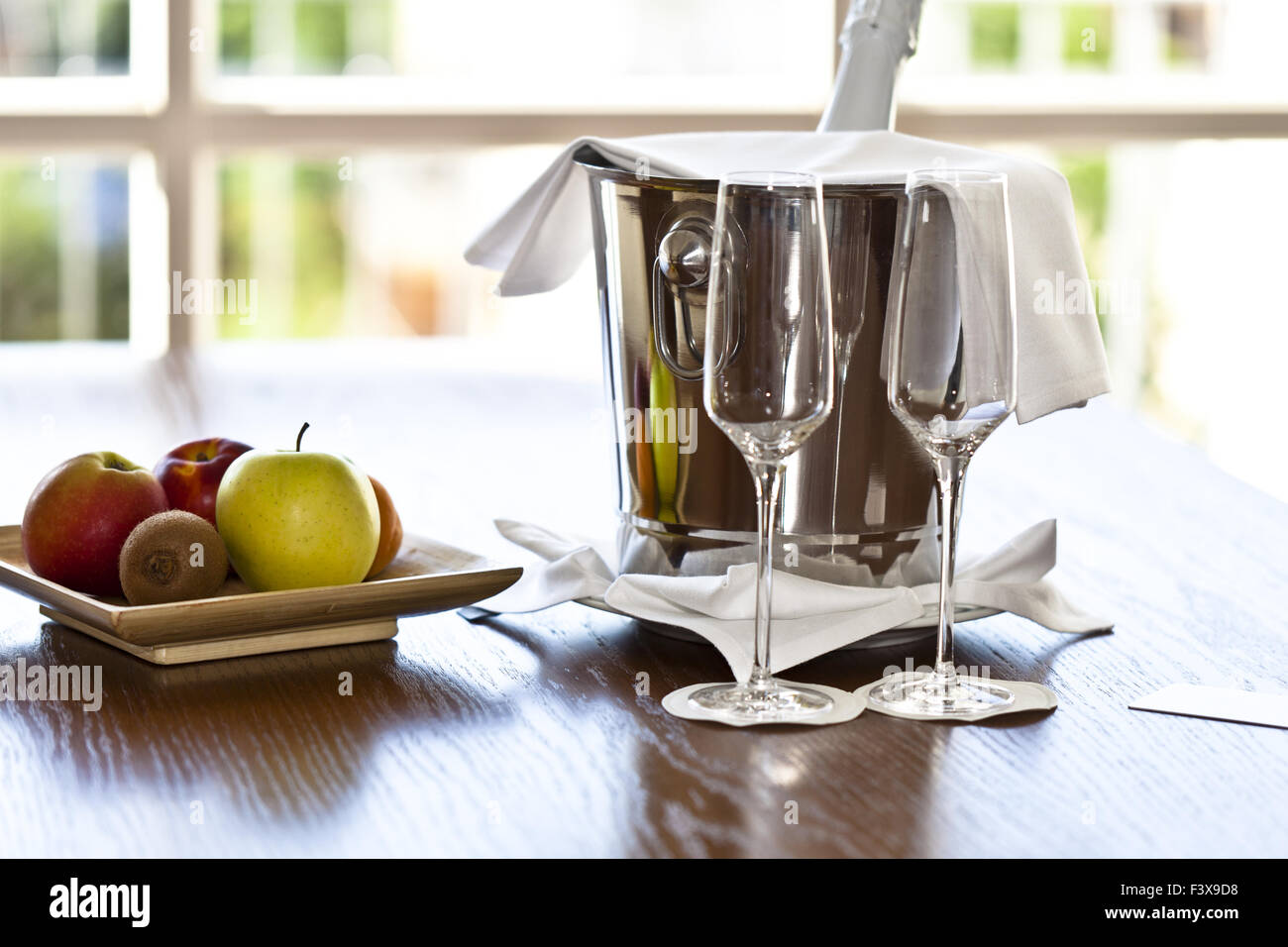 Petit-déjeuner au champagne Banque D'Images