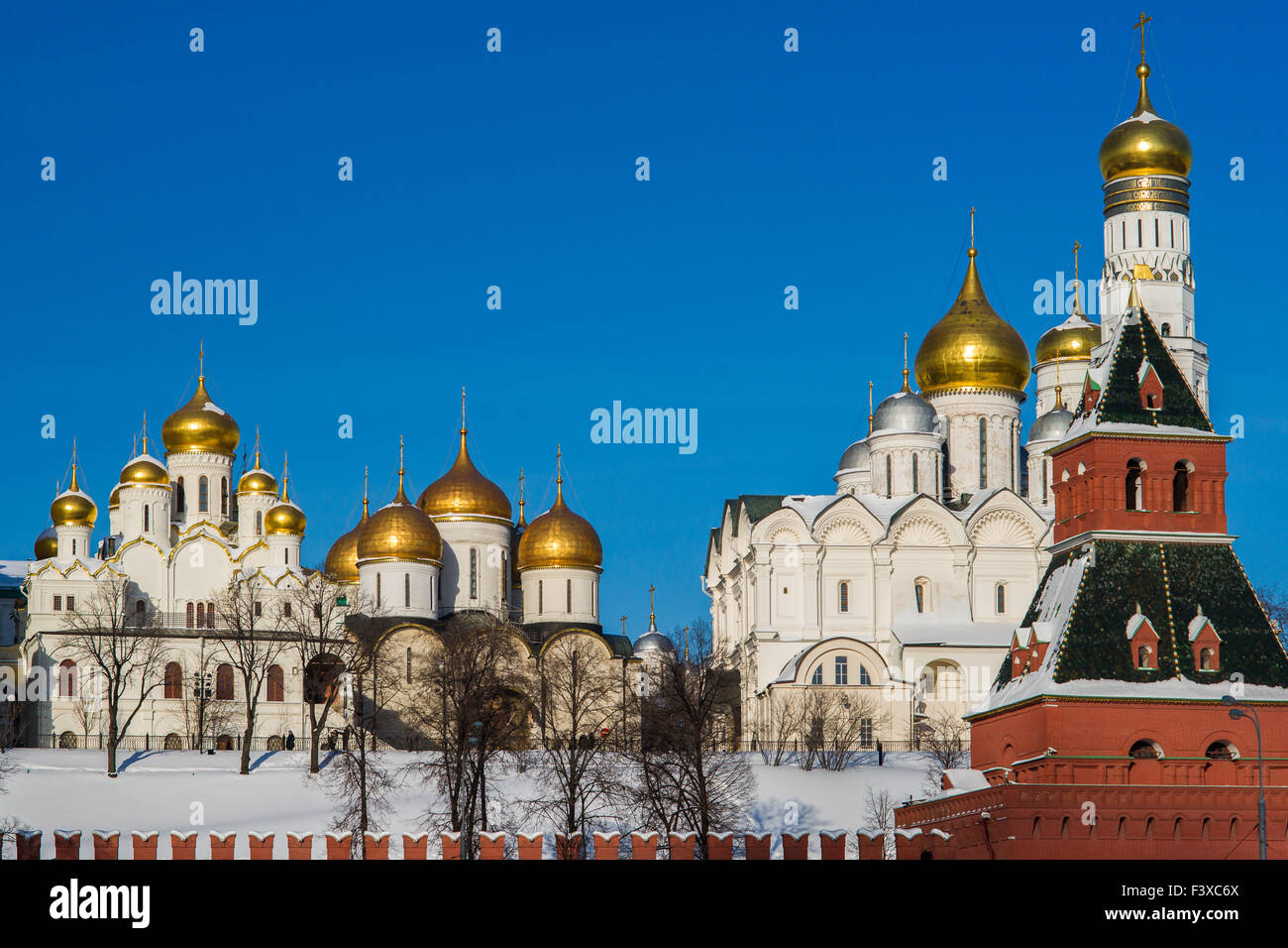 Moscow Kremlin cathédrales en hiver Banque D'Images