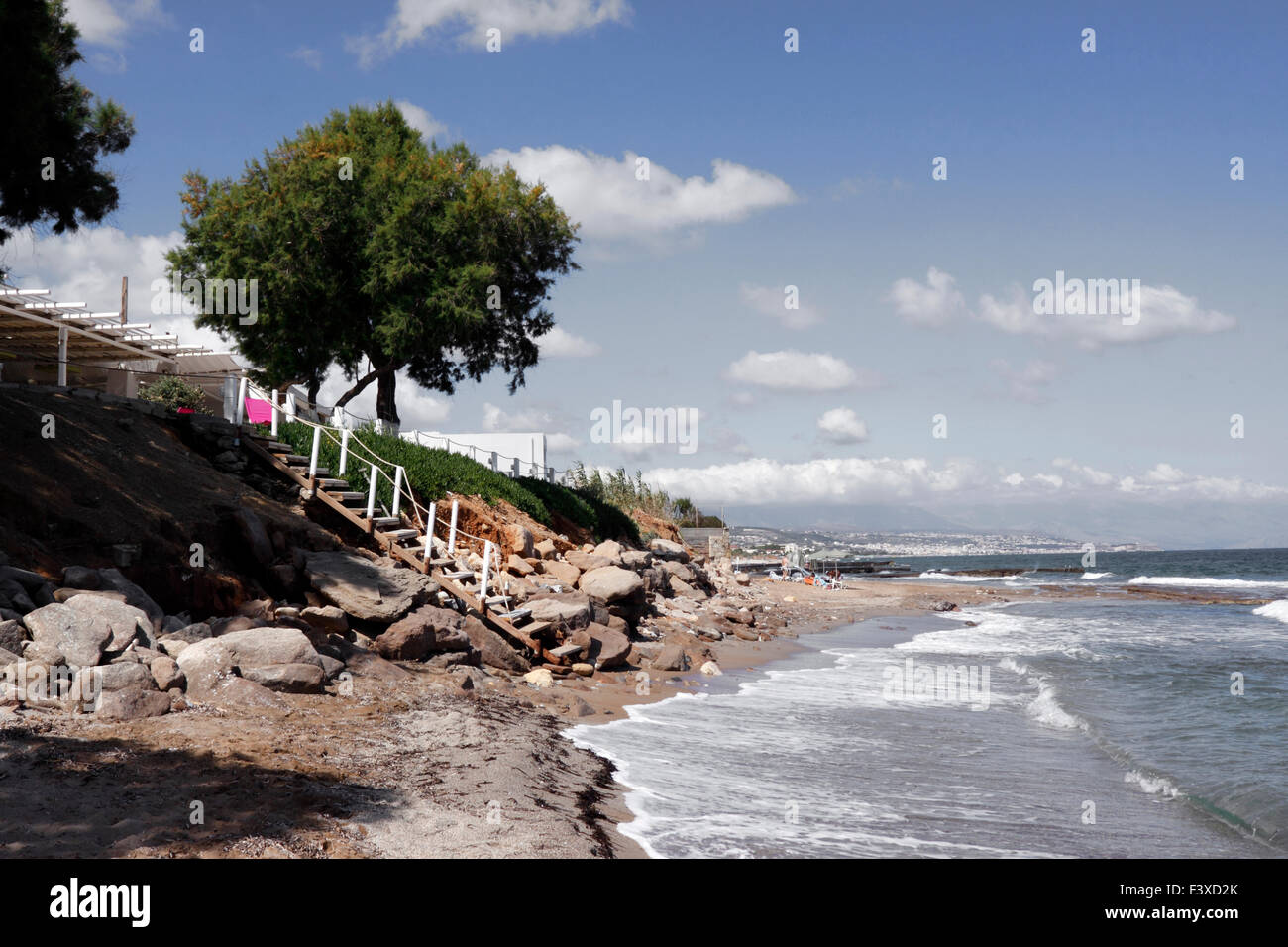 La plage naturelle sauvage à Pigianos Kampos PRÈS DE RETHYMNON SUR L'île grecque de Crète. Banque D'Images