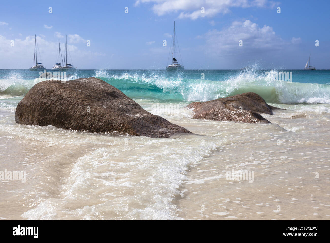 Anse Lazio, île de Praslin, Seychelles Banque D'Images