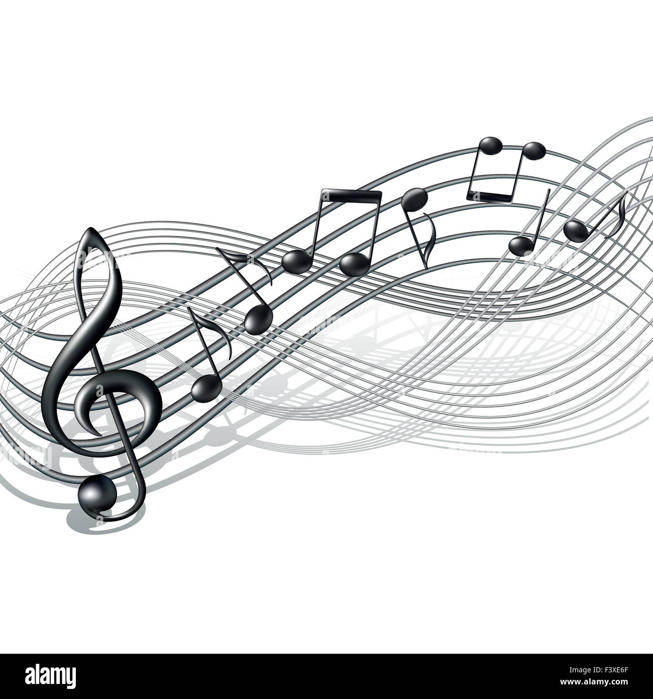 Des notes de musique sur fond de blanc. Banque D'Images