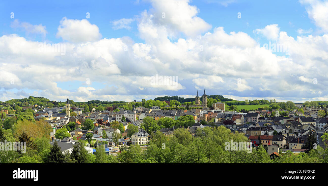 Vue panoramique Schleiz, Thuringe Banque D'Images