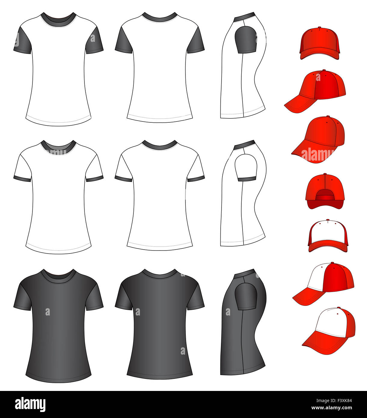 Cap et shirts illustration avant recommandés Banque D'Images