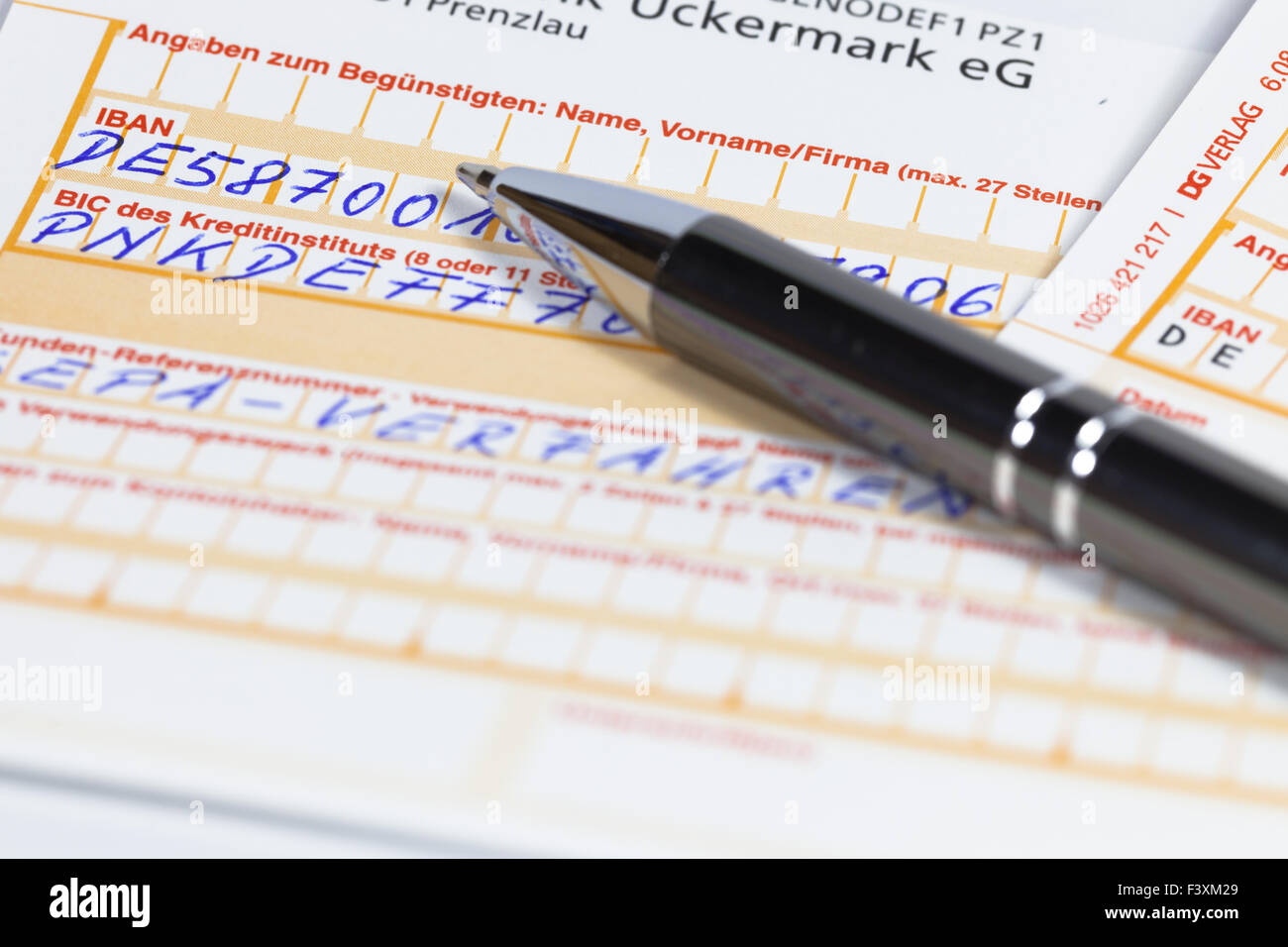 Formulaire de transfert IBAN Banque D'Images