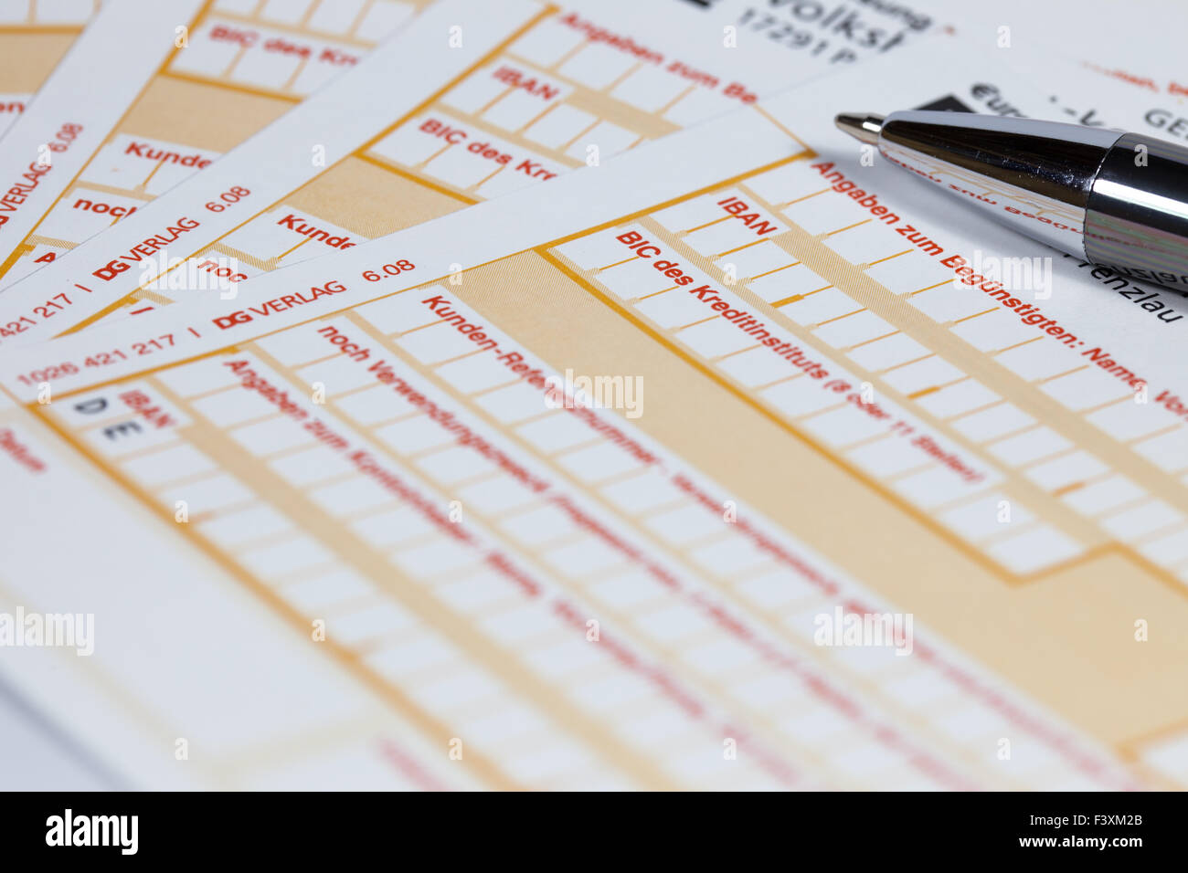 Formulaire de transfert IBAN Banque D'Images