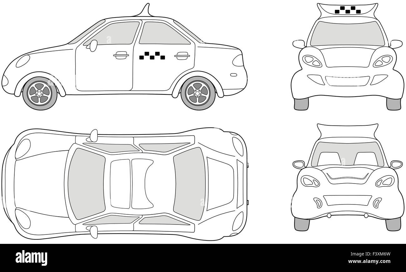 Dessin voiture Taxi Banque D'Images