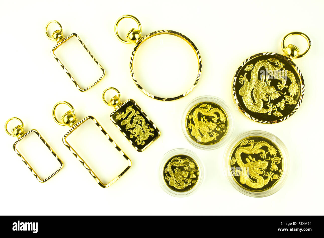 Des pièces d'or à motif de dragon Banque D'Images