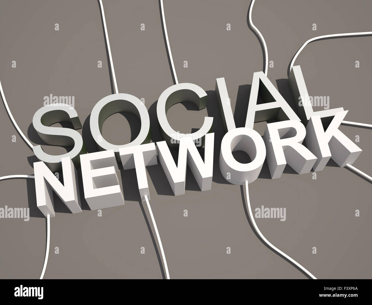 Réseau social 3d concept texte Banque D'Images