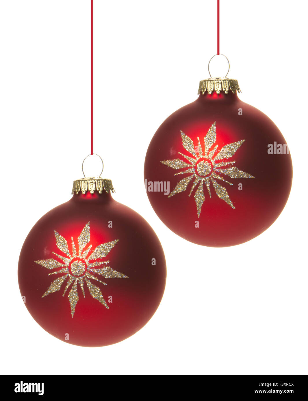 Boules de Noël rouge avec motif blanc Banque D'Images