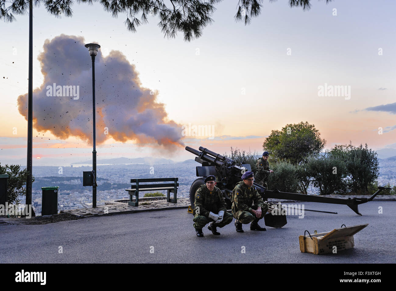 Saluons la prise de vue sur le mont Lycabette, Athènes Banque D'Images