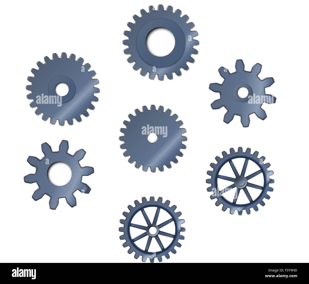 Ensemble de roues dentées en acier résumé cogs Banque D'Images
