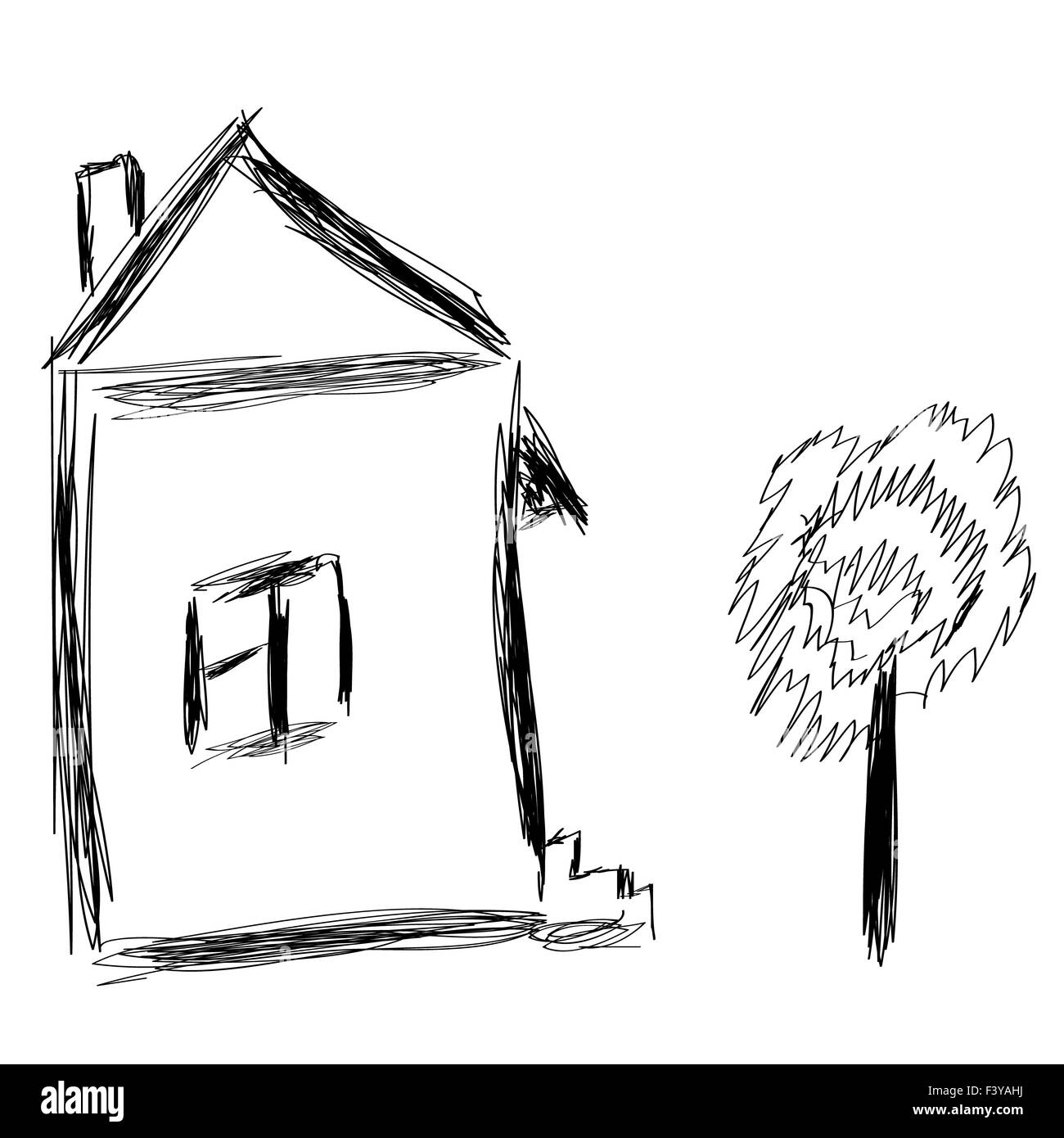 Jolie petite chambre vecteur croquis Banque D'Images