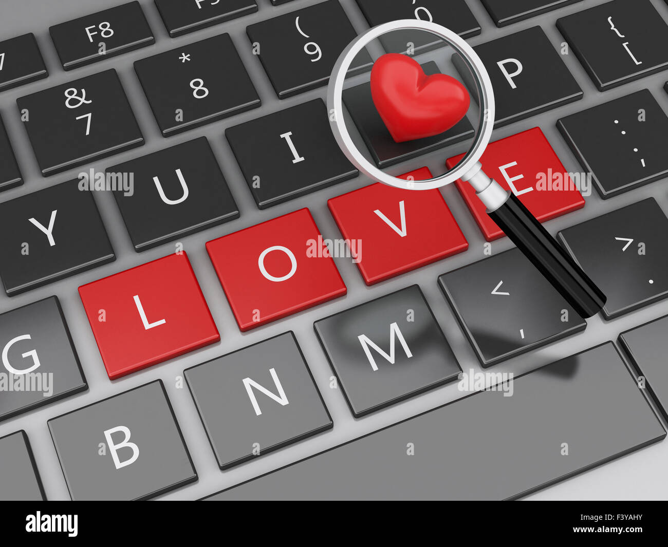 Moteur de rendu 3d image. Clavier d'ordinateur avec touches d'amour et de  cœur rouge. Trouver l'amour Photo Stock - Alamy