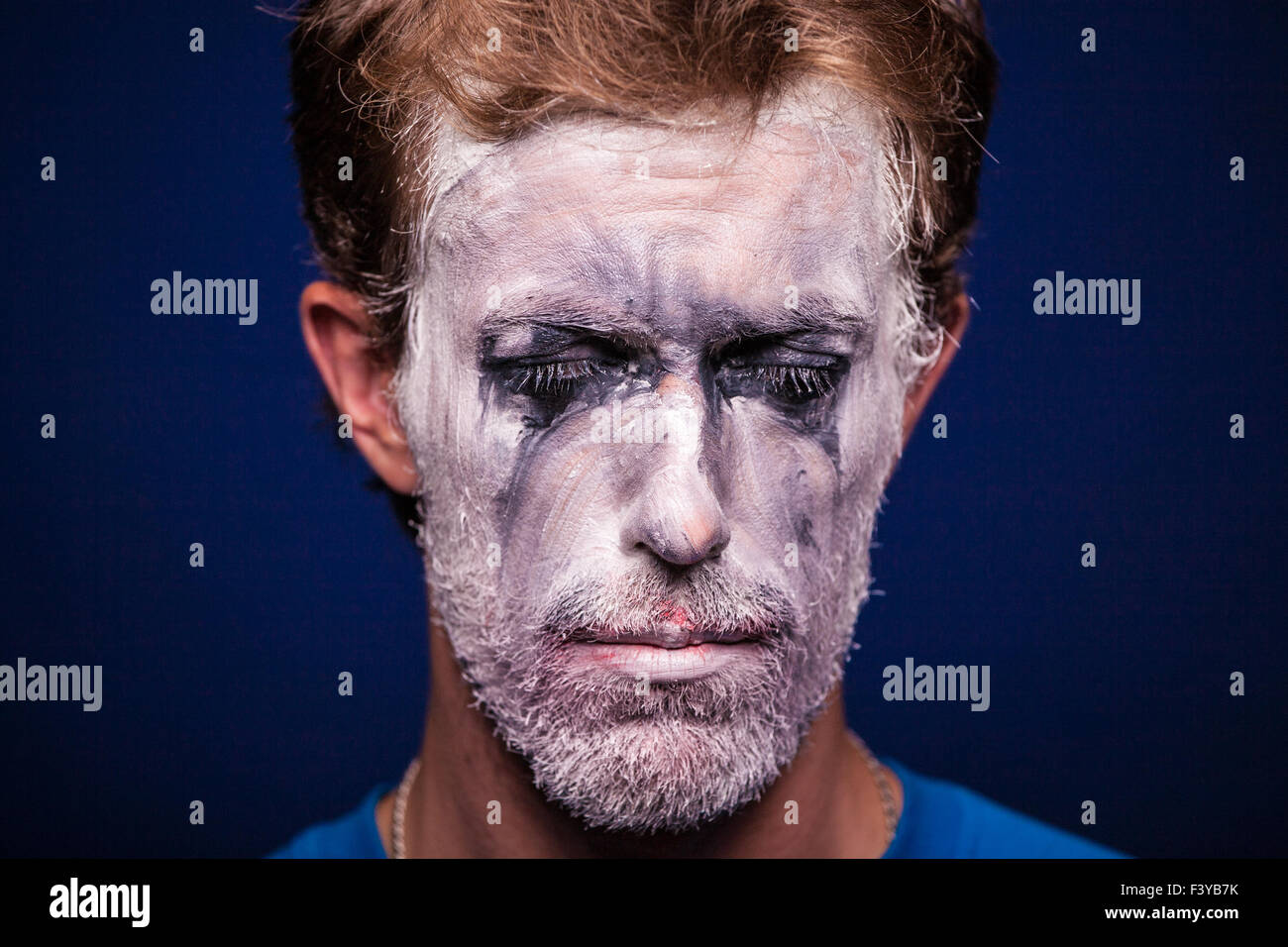 Visage pleurant mime Banque D'Images