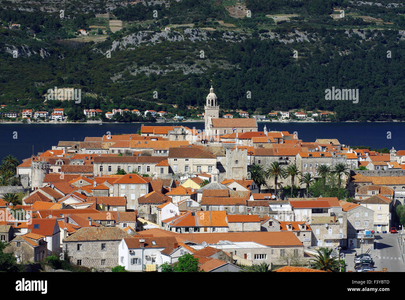 Vue sur la vieille ville de Korcula Banque D'Images