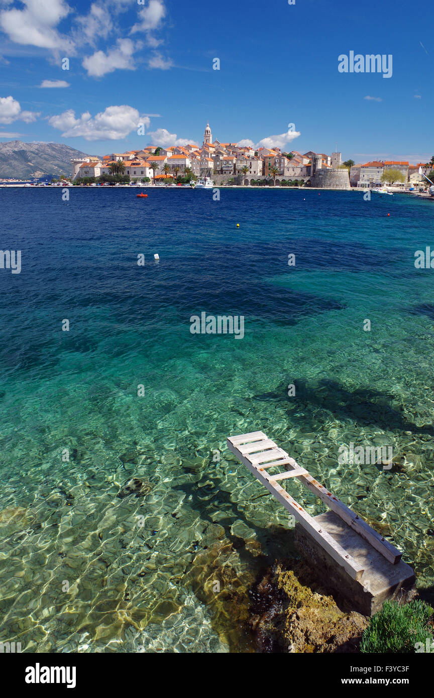 Vue romantique sur korcula Banque D'Images