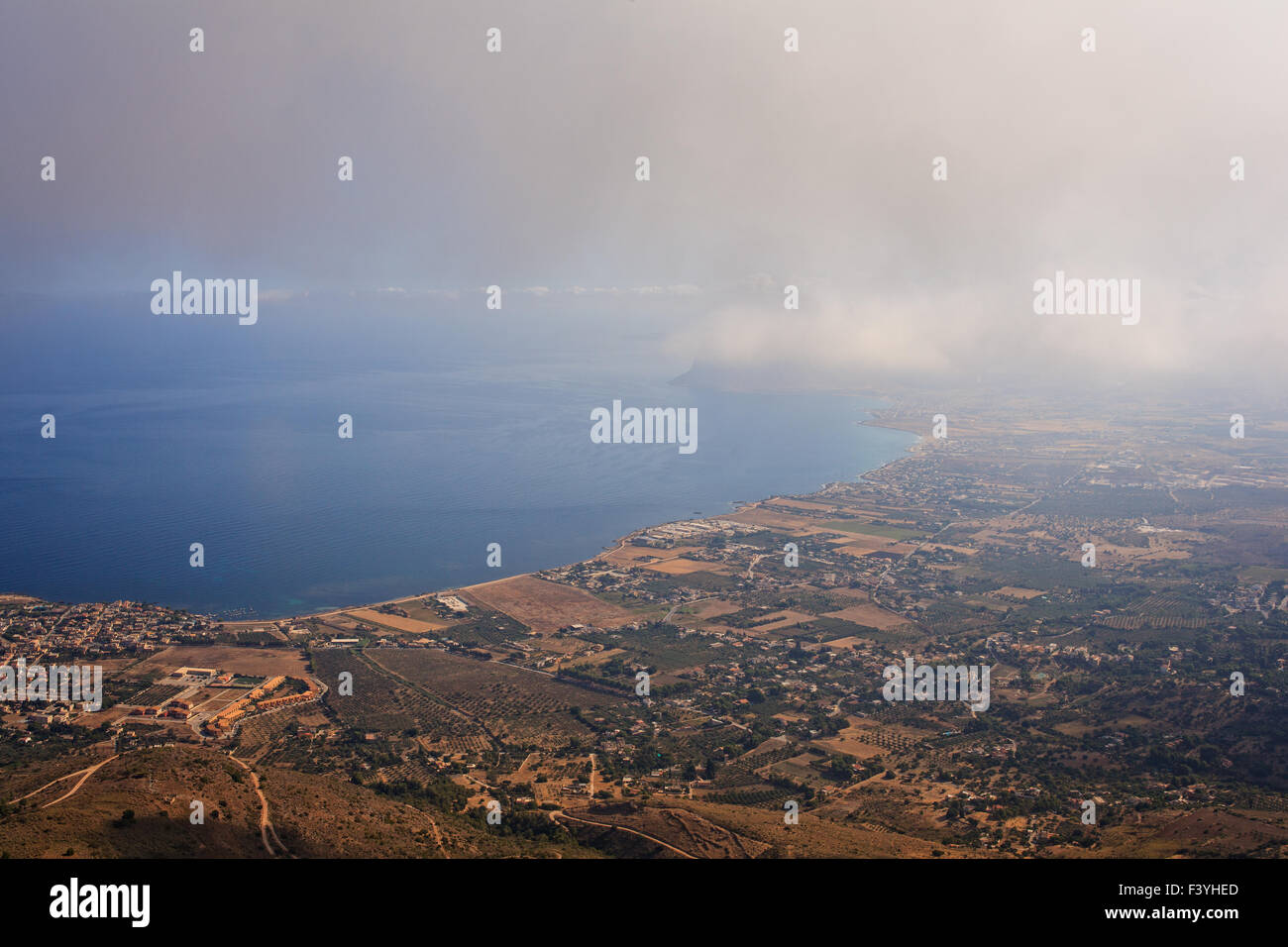 Seaview de Erice, incroyable ville près de Trapani, Sicile Banque D'Images