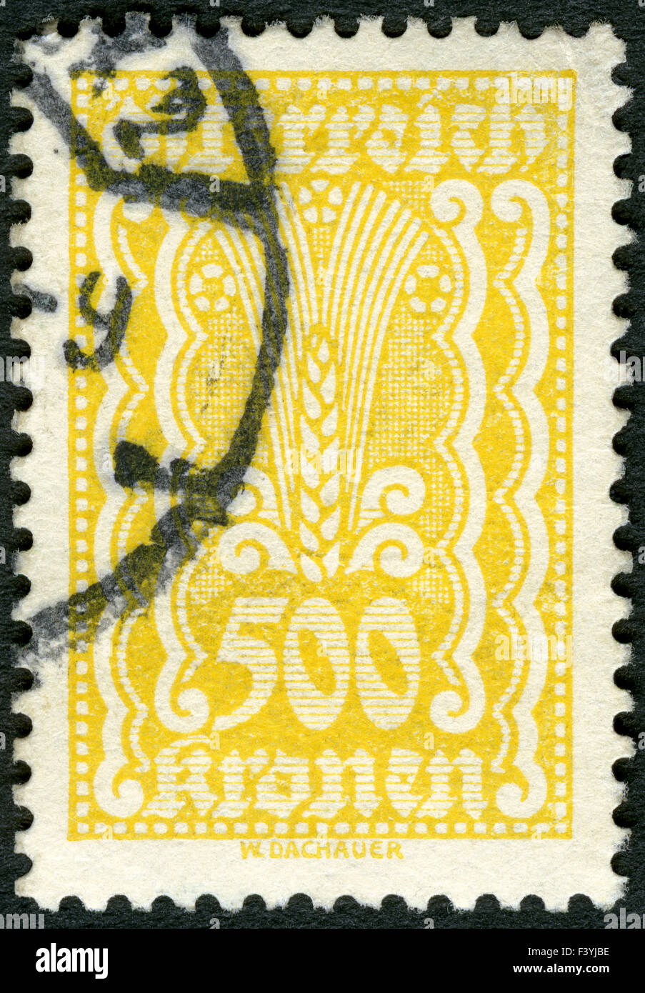 Autriche - 1922 : montre les symboles de l'Agriculture Banque D'Images