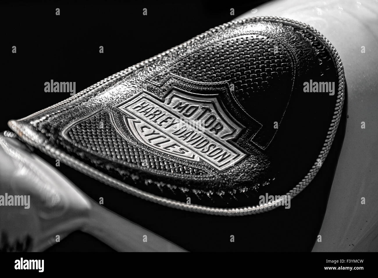 Selle cuir harley Banque D'Images