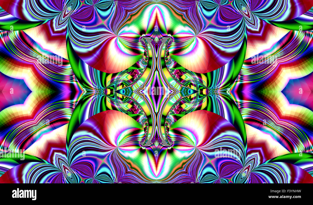 Belle fractale colorés de style, style d'ornement à l'infographie. A-0327. Banque D'Images