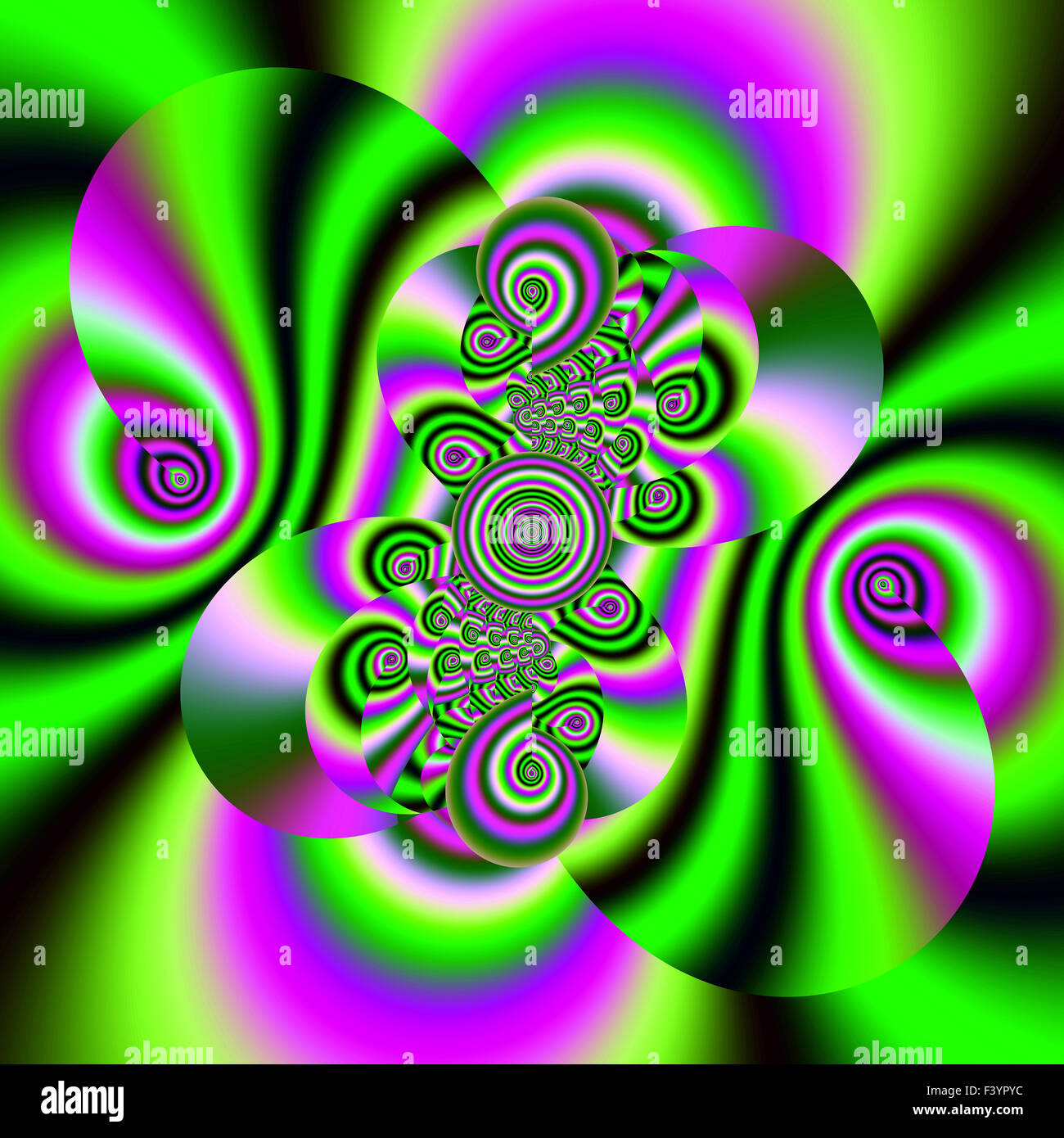 Carreaux de verre coloré fractale magnifique dans le style de l'infographie. A-0257. Banque D'Images