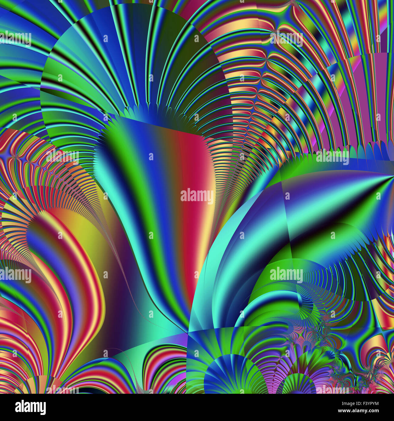 Belle fractale colorés de style, style d'ornement à l'infographie. A-0291. Banque D'Images