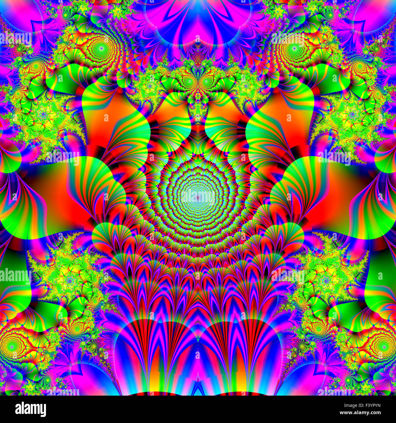 Belle fractale colorés de style, style d'ornement à l'infographie. A-0295. Banque D'Images