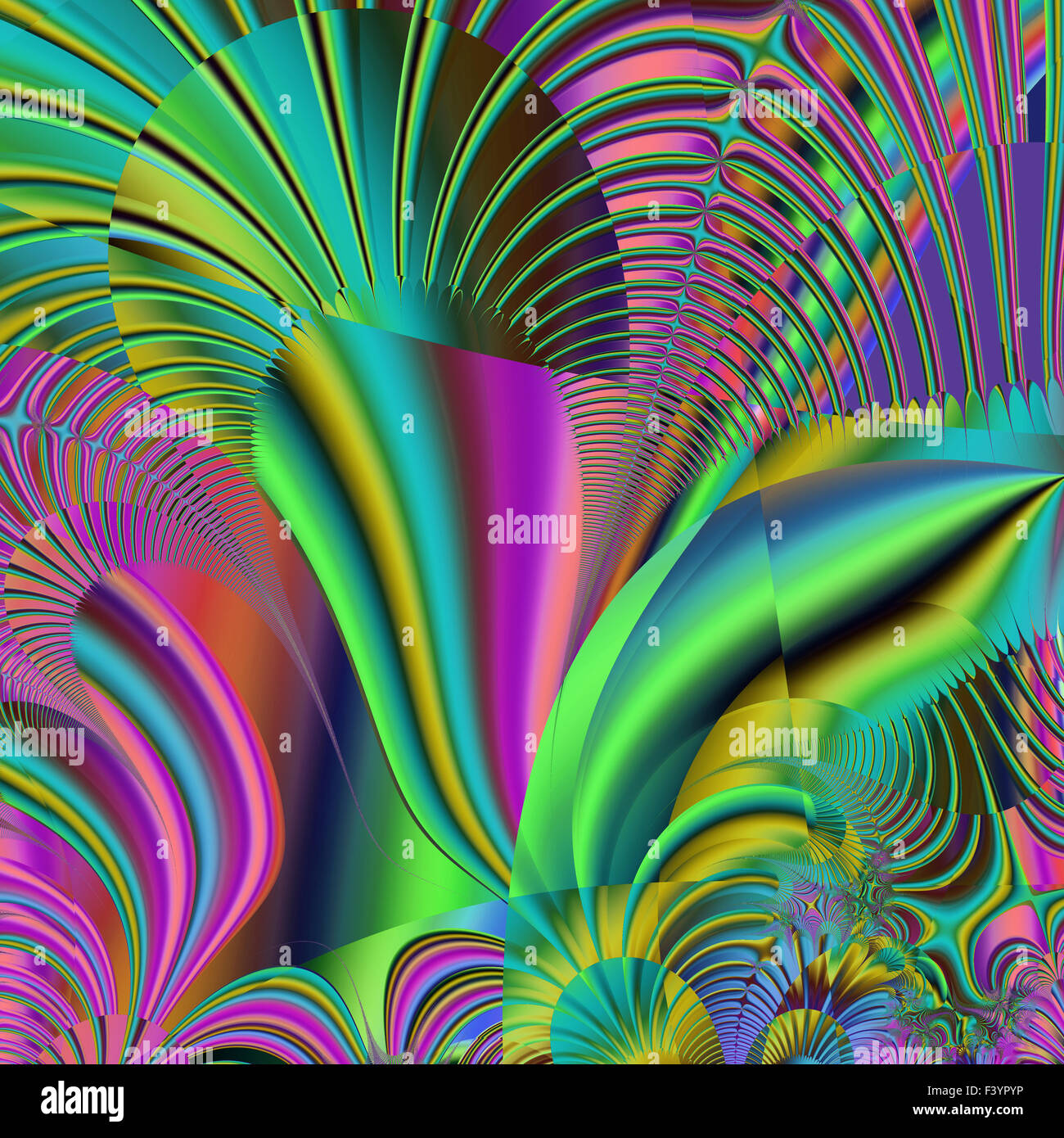 Belle fractale colorés de style, style d'ornement à l'infographie. A-0290. Banque D'Images