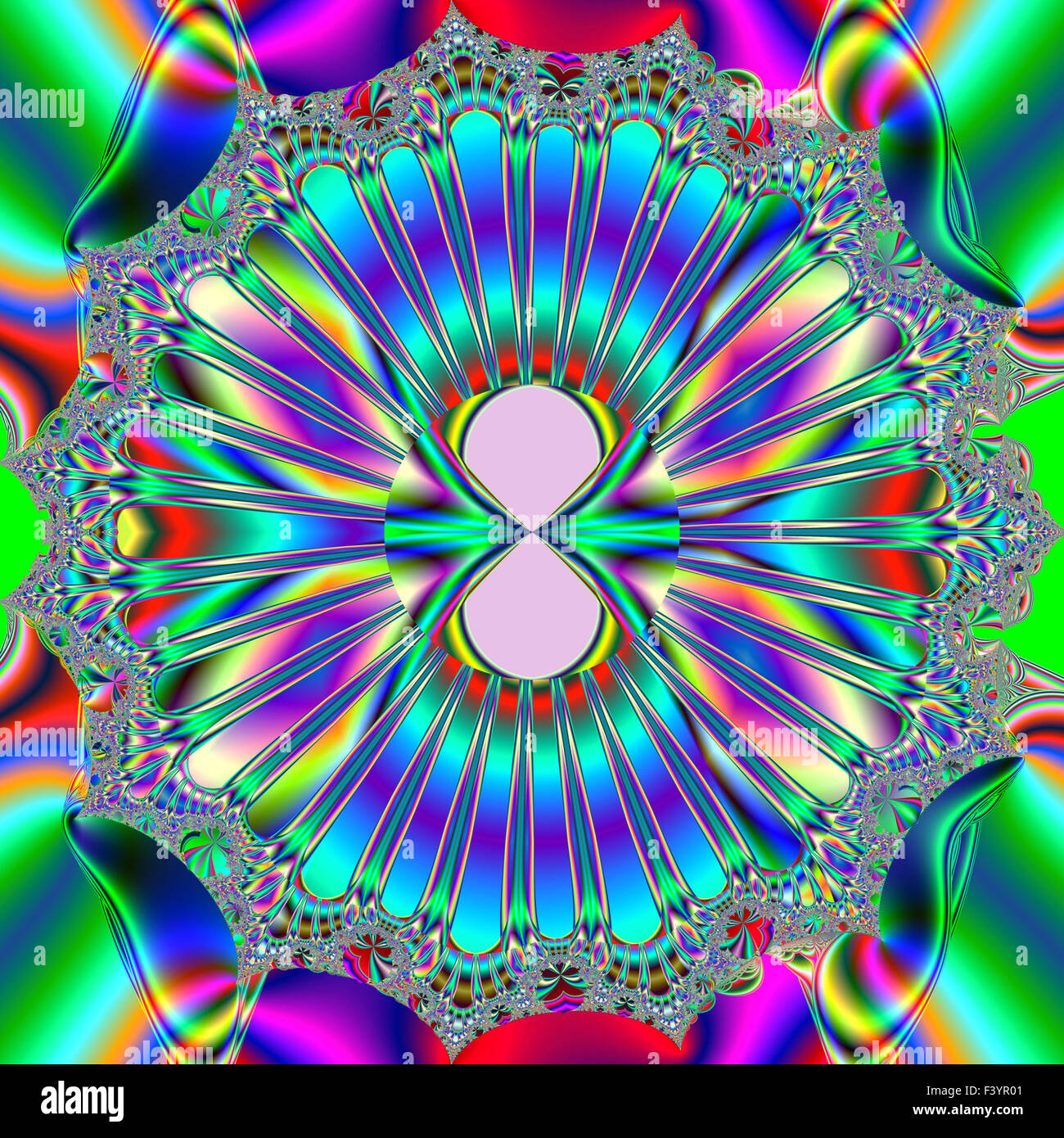 Carreaux de verre coloré fractale magnifique dans le style de l'infographie. A-0265. Banque D'Images