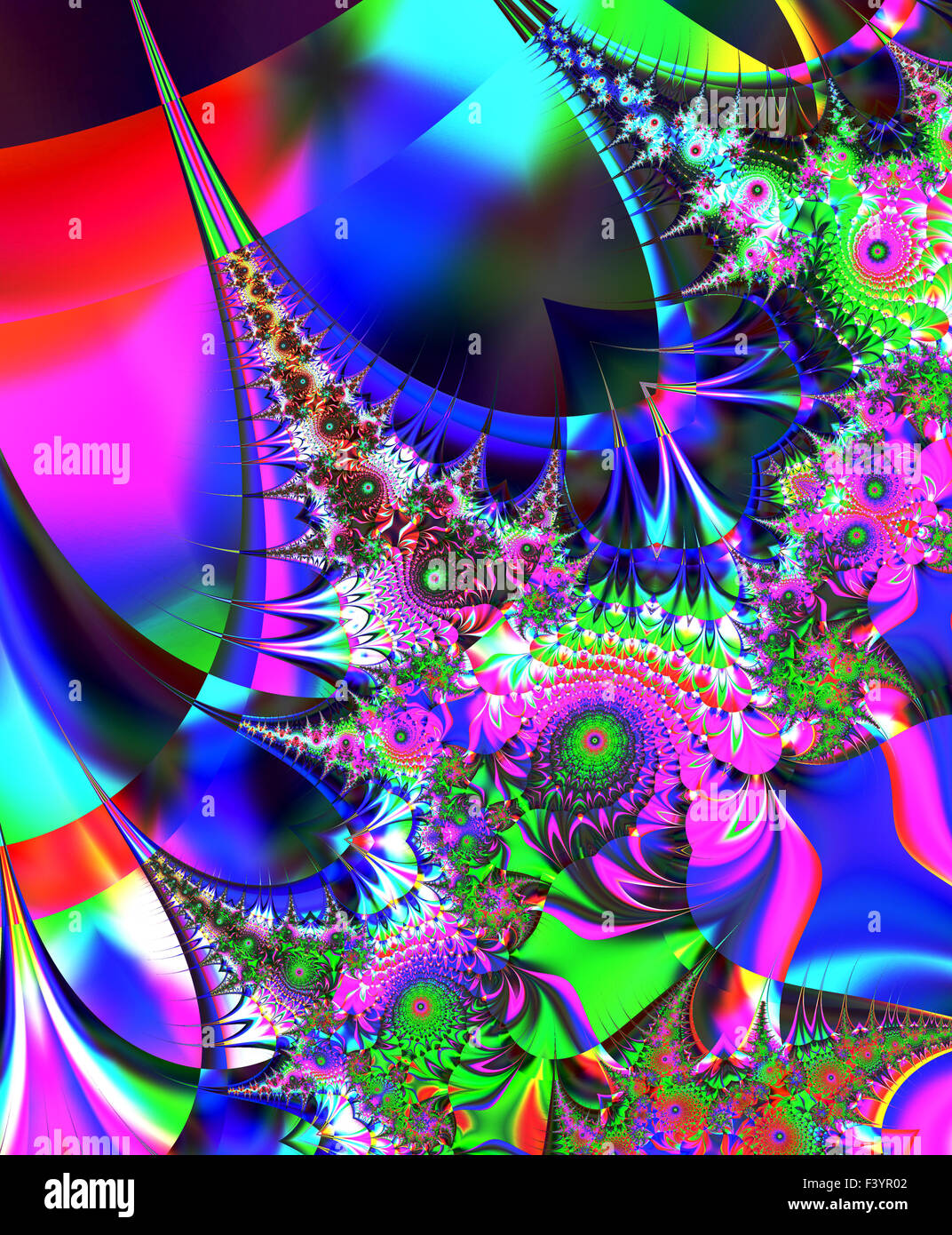 Belle fractale colorés de style, style d'ornement à l'infographie. A-0313. Banque D'Images