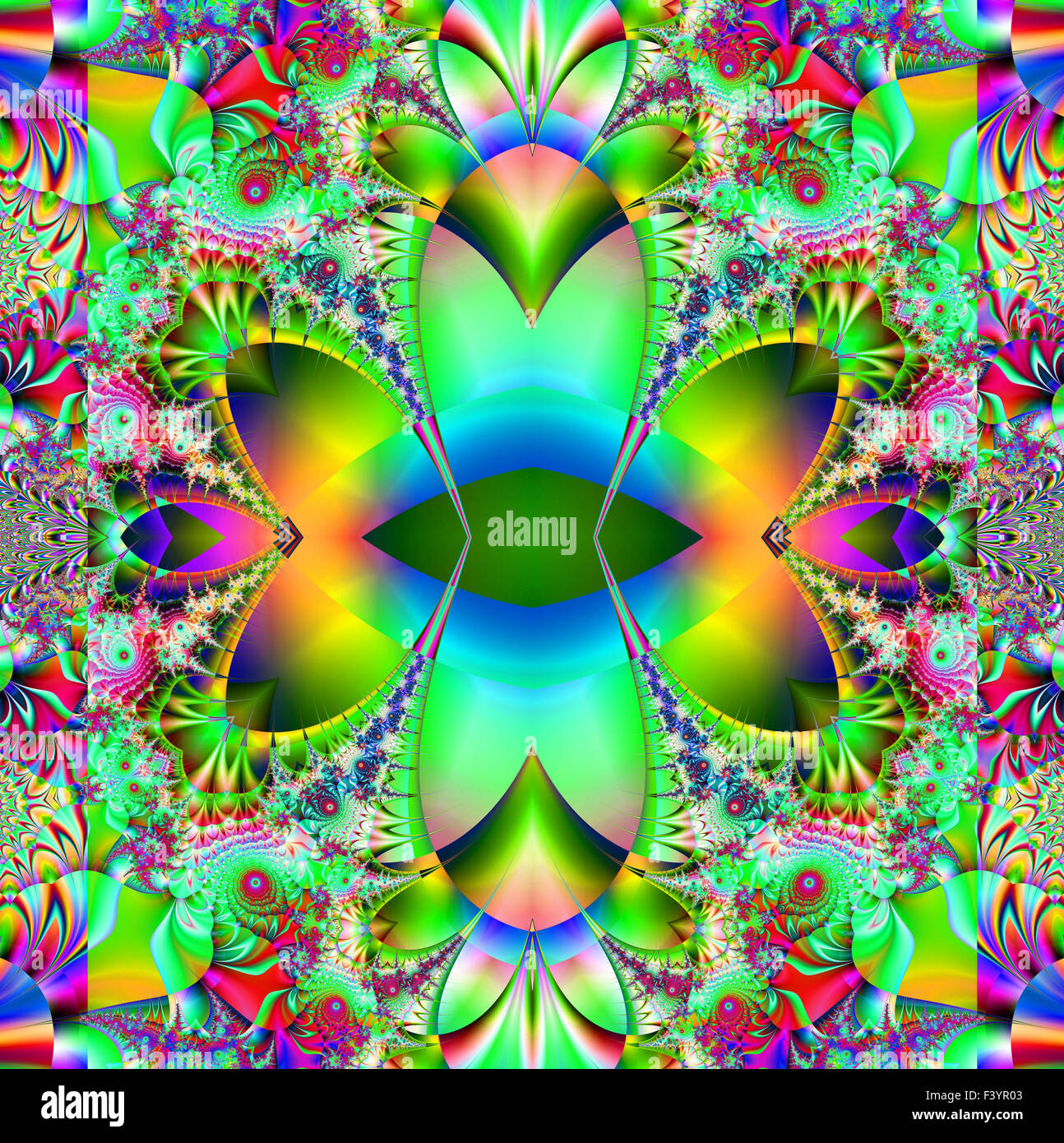 Belle fractale colorés de style, style d'ornement à l'infographie. A-0317. Banque D'Images