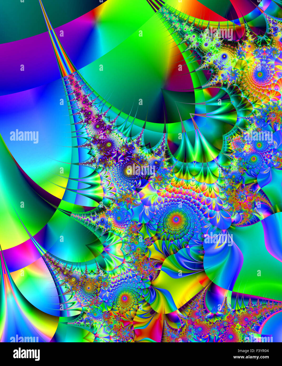 Belle fractale colorés de style, style d'ornement à l'infographie. A-0315. Banque D'Images