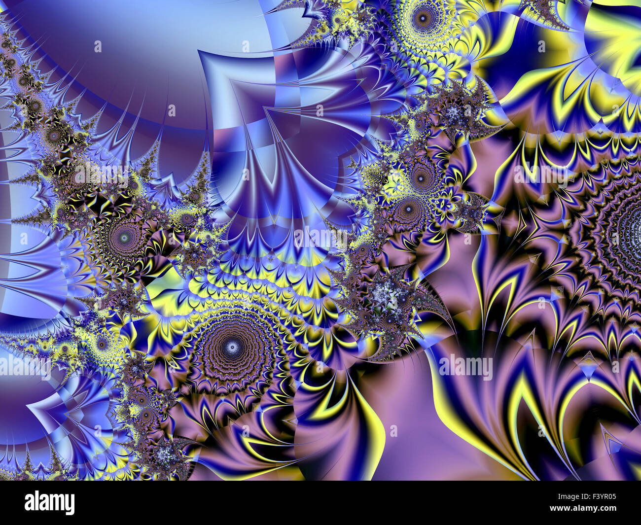 Belle fractale colorés de style, style d'ornement à l'infographie. A-0307. Banque D'Images