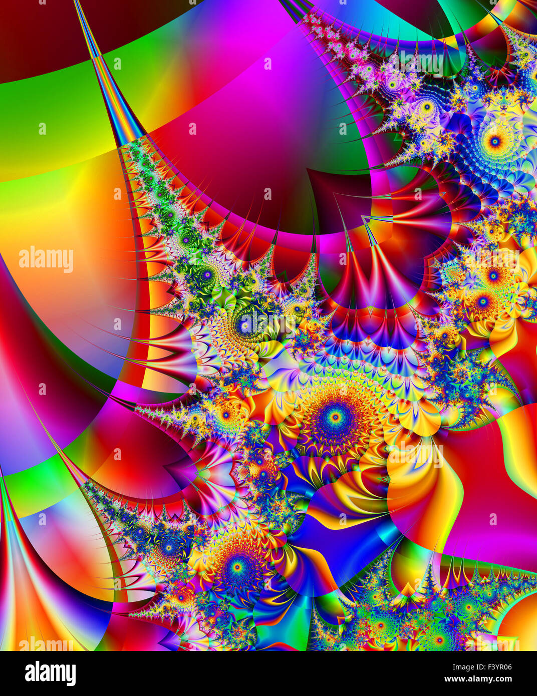 Belle fractale colorés de style, style d'ornement à l'infographie. A-0314. Banque D'Images